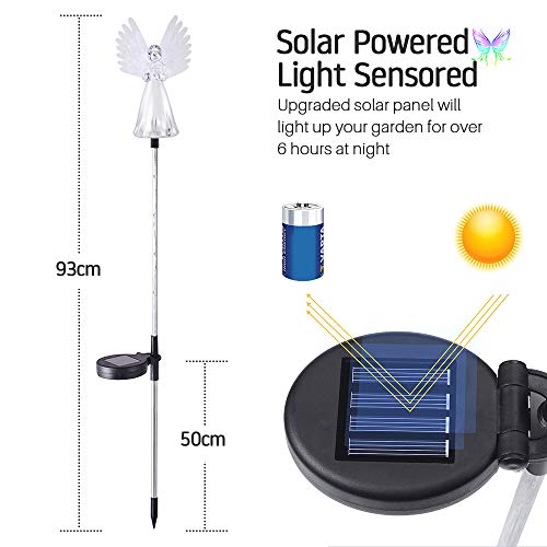 Qualife Solar Angel Lights Outdoor, Garden Gifts for Housewarming Mom Women,Solar Powered Decorative Light for Garden Yard Patio, Cemetery Grave Decorations, 2 Pack.