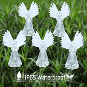 Qualife Solar Angel Lights Outdoor, Garden Gifts for Housewarming Mom Women,Solar Powered Decorative Light for Garden Yard Patio, Cemetery Grave Decorations, 2 Pack.