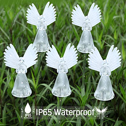 Qualife Solar Angel Lights Outdoor, Garden Gifts for Housewarming Mom Women,Solar Powered Decorative Light for Garden Yard Patio, Cemetery Grave Decorations, 2 Pack.