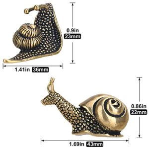 2pcs Snail decor Outdoor pond Garden snail figurine Brass Snail With feng shui decorative effect The meaning of the snail walk slowly and have a safe journey，Suitable for computer desk decoration