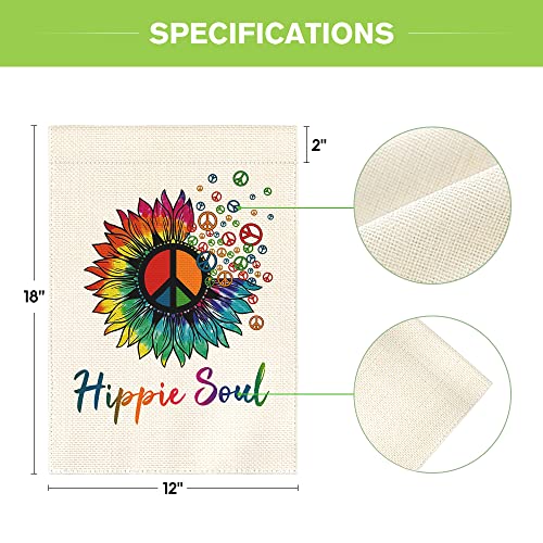 AVOIN colorlife Hippie Soul Spirit Rainbow Sunflower Garden Flag Vertical Double Sided Love And Peace Sign, Holiday Party Yard Outdoor Decoration 12.5 x 18 Inch