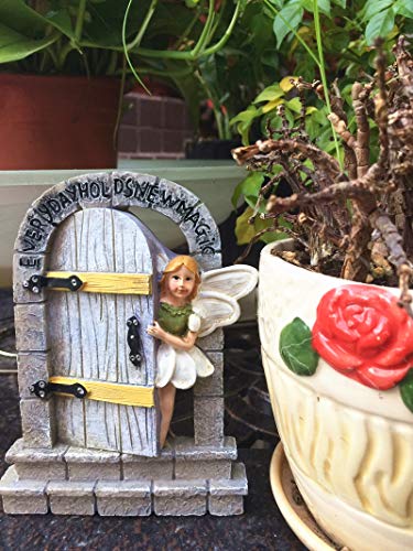 MUAMAX Fairy Door Fairy Garden Door Miniature Fairy Door Outdoor Magical Fairies Entrance Door Fairy Garden Supply Gifts