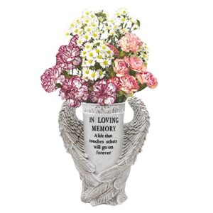 grave decorations for cemetery, angel wings vases with spikes for garden decorations waterproof garden statues memorial gifts for loss of loved one