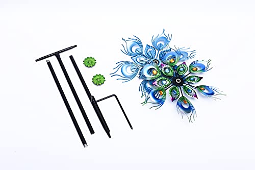 Roaming Light Peacock Wind Spinner, 48Inch Double Wind Sculpture, Kinetic Wind Spinners Outdoor Metal Stake Yard Spinners, Garden Wind Catcher Wind Mills, Wind Spinners for Yard and Garden