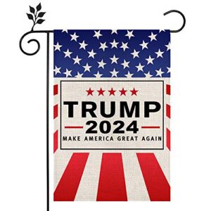 crowned beauty trump 2024 garden flag 12 x 18 inch make america great again vertical double sided us election patriotic outdoor decoration for yard porch patio cf181-12