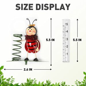 SaphiRose Rain Gauge Stake for Yard Garden Stakes Decor Outdoor Metal Ladybug Figurine with Plastic Tube - 5.31" W x 6.1" D x 40" H