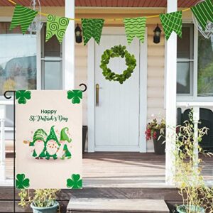 Tugaizi St.Patrick’s Day Garden Flag Clover Gnomes Welcome St.Patrick’s Day House Flag 13x18.9 Inch Double-sided Happy St. Patrick Day Garden Flag for House Yard Outdoor Decorarion