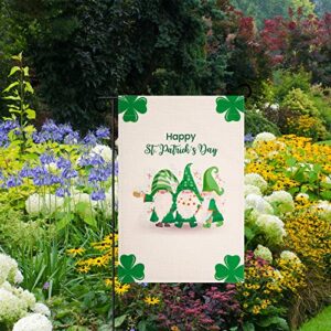 Tugaizi St.Patrick’s Day Garden Flag Clover Gnomes Welcome St.Patrick’s Day House Flag 13x18.9 Inch Double-sided Happy St. Patrick Day Garden Flag for House Yard Outdoor Decorarion