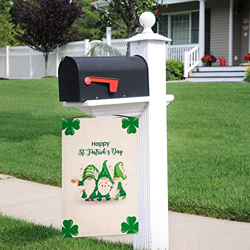 Tugaizi St.Patrick’s Day Garden Flag Clover Gnomes Welcome St.Patrick’s Day House Flag 13x18.9 Inch Double-sided Happy St. Patrick Day Garden Flag for House Yard Outdoor Decorarion