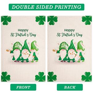 Tugaizi St.Patrick’s Day Garden Flag Clover Gnomes Welcome St.Patrick’s Day House Flag 13x18.9 Inch Double-sided Happy St. Patrick Day Garden Flag for House Yard Outdoor Decorarion