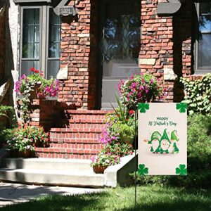 Tugaizi St.Patrick’s Day Garden Flag Clover Gnomes Welcome St.Patrick’s Day House Flag 13x18.9 Inch Double-sided Happy St. Patrick Day Garden Flag for House Yard Outdoor Decorarion