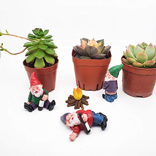 4pcs Fairy Garden Accessories Decorations, Miniature Gardening Gnomes Figurines, Mini Resin Gnome Kit, Micro Landscape Dwarfs Statue Ornaments for Bonsai Plant Flower Pots Decor