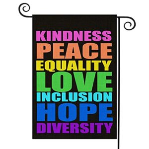 ouxioaz pride flag kindness peace equality love inclusion hope diversity garden flag vertical double sided 12.5″x18″ burlap spring summer yard sign peace flag be kind flag patio outdoor decoration