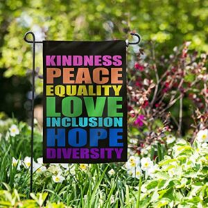 OUXIOAZ Pride Flag Kindness Peace Equality Love Inclusion Hope Diversity Garden Flag Vertical Double Sided 12.5"X18" Burlap Spring Summer Yard Sign Peace Flag Be Kind Flag Patio Outdoor Decoration