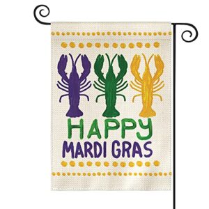 avoin colorlife happy mardi gras garden flag 12×18 inch vertical double sided, boil crawfish holiday party yard outdoor decoration