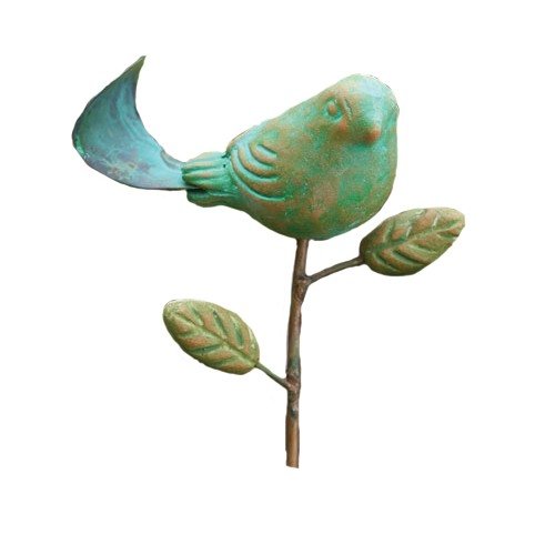 Ancient Graffiti Ceramic Teal Bird Plant Pick, 14"H