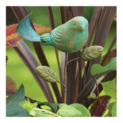 Ancient Graffiti Ceramic Teal Bird Plant Pick, 14"H