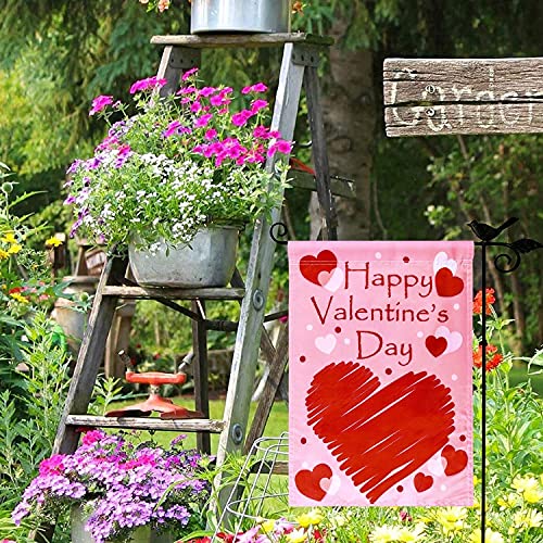 Valentine’s Garden Flag 12 x 18 Inch Double Sided Valentine Yard Flags Decorative Valentine’s Day Outdoor Decoration