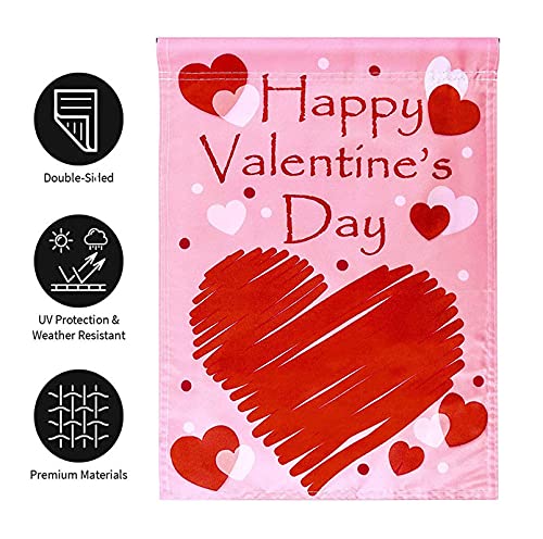 Valentine’s Garden Flag 12 x 18 Inch Double Sided Valentine Yard Flags Decorative Valentine’s Day Outdoor Decoration