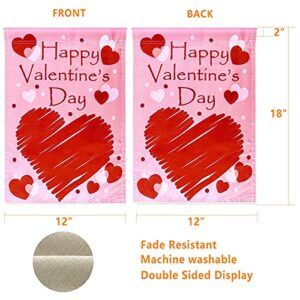 Valentine’s Garden Flag 12 x 18 Inch Double Sided Valentine Yard Flags Decorative Valentine’s Day Outdoor Decoration