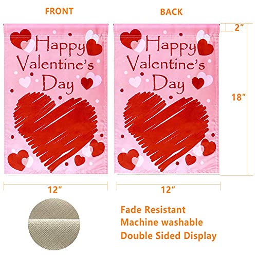 Valentine’s Garden Flag 12 x 18 Inch Double Sided Valentine Yard Flags Decorative Valentine’s Day Outdoor Decoration