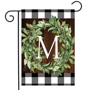 briarwood lane wreath monogram m garden flag everyday 12.5″ x 18″