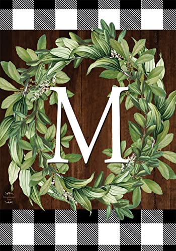 Briarwood Lane Wreath Monogram M Garden Flag Everyday 12.5" x 18"