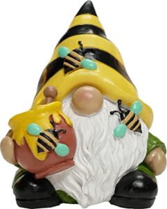 spoontiques – decorative garden statue – colorful home décor for indoor or outdoor use – patio decoration – garden accessory – bee gnome garden statue (15072)