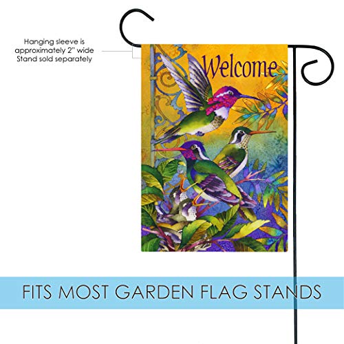 Toland Home Garden 119459 Hummingbird Home Hummingbird Flag 12x18 Inch Double Sided Hummingbird Garden Flag for Outdoor House Bird Flag Yard Decoration