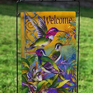 Toland Home Garden 119459 Hummingbird Home Hummingbird Flag 12x18 Inch Double Sided Hummingbird Garden Flag for Outdoor House Bird Flag Yard Decoration