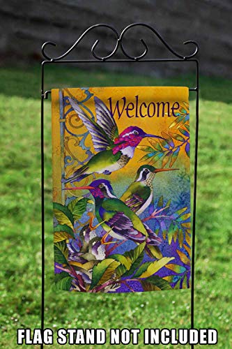 Toland Home Garden 119459 Hummingbird Home Hummingbird Flag 12x18 Inch Double Sided Hummingbird Garden Flag for Outdoor House Bird Flag Yard Decoration