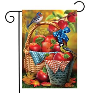 Harvest Apple Basket Fall Garden Flag Bluebirds Picnic 12.5"x18" Briarwood Lane