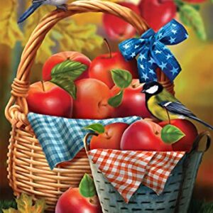 Harvest Apple Basket Fall Garden Flag Bluebirds Picnic 12.5"x18" Briarwood Lane