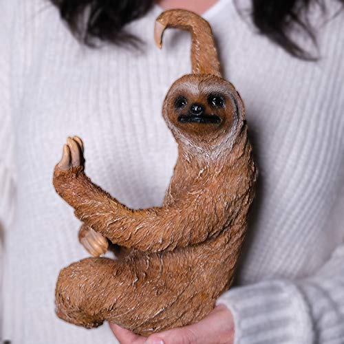 BELLA HAUS DESIGN Sloth Fence Hanger - Outdoor Hanging Sloth Statue- Detailed Garden Decor for Wall, Patio, Porch, Fence, Window