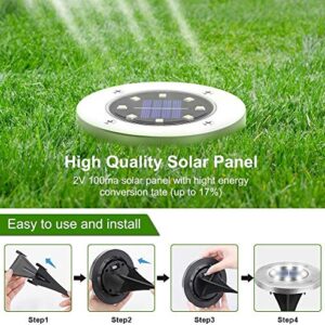 ZGWJ Solar Ground Lights, 12 Packs 8 LED Solar Garden Lamp Waterproof In-Ground Outdoor Landscape Lighting for Patio Pathway Lawn Yard Deck Driveway Walkway White