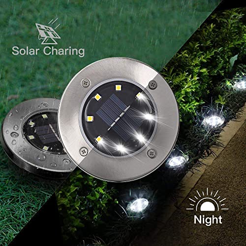 ZGWJ Solar Ground Lights, 12 Packs 8 LED Solar Garden Lamp Waterproof In-Ground Outdoor Landscape Lighting for Patio Pathway Lawn Yard Deck Driveway Walkway White