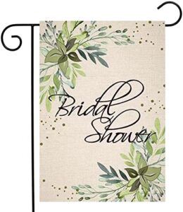 buyito bridal shower garden flag 12×18 inch double sided, eucalyptus floral rustic greenery yard decoration flag small vertical premium burlap rustic welcome yard flag for farmhouse outside outdoor flags bridal party celebration banner