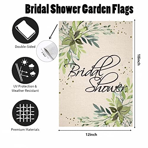 BUYITO Bridal Shower Garden Flag 12x18 Inch Double Sided, Eucalyptus Floral Rustic Greenery Yard Decoration Flag Small Vertical Premium Burlap Rustic Welcome Yard Flag for Farmhouse Outside Outdoor Flags Bridal Party Celebration Banner