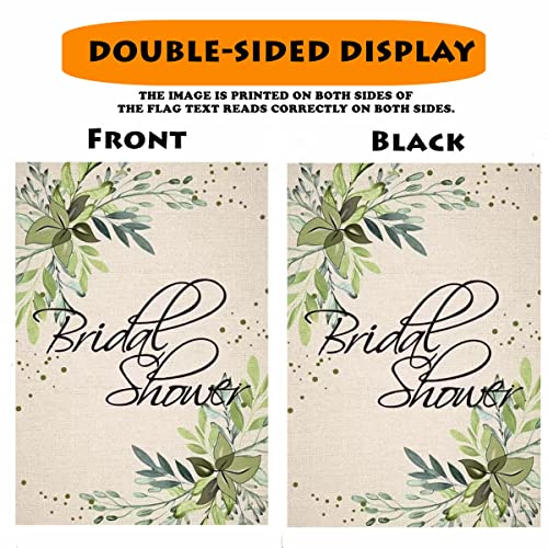 BUYITO Bridal Shower Garden Flag 12x18 Inch Double Sided, Eucalyptus Floral Rustic Greenery Yard Decoration Flag Small Vertical Premium Burlap Rustic Welcome Yard Flag for Farmhouse Outside Outdoor Flags Bridal Party Celebration Banner
