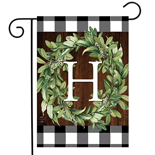 Briarwood Lane Wreath Monogram H Garden Flag Everyday 12.5" x 18"