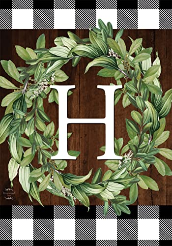 Briarwood Lane Wreath Monogram H Garden Flag Everyday 12.5" x 18"