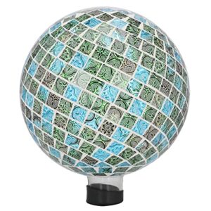 vcuteka gazing ball, glass mosaic gazing balls sphere for garden lawn outdoor ornament yard decorative, attracts good fortune, red mirrors, 10-inch, green
