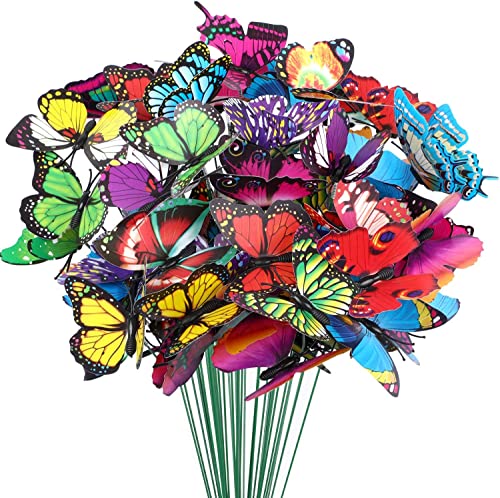 150 Pcs Butterfly Decoration Stakes Waterproof 3D Garden Butterfly Ornaments for Indoor/Outdoor Christmas Yard Decor