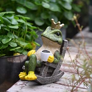 Gardenfans Frog Gifts Garden Figurines Outdoor Decor,Indoor Outdoor Decor Garden Art Sculptures Statues for Patio,Lawn,Yard Art Decoration, Housewarming Garden Gift (5", Multi)