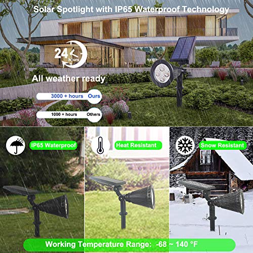 Clordeal Green Solar Spotlight, 2 in 1 Solar Powered LED Landscape Lights Outdoor, Waterproof 4 LED Solar Tree Uplight Garden Decorative Lighting (Green)