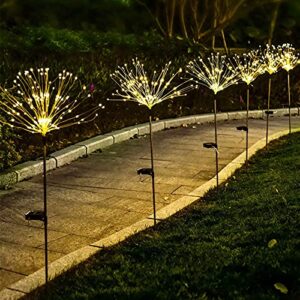 Solar Firework Lights 2 Packs Solar Garden Decorative Lights Outdoor 105 LED 2 Modes Firework String Light Waterproof Landscape Fairy Lights for Yard Lawn Pathway Christmas Party Decor (Warm White)