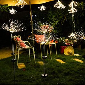 Solar Firework Lights 2 Packs Solar Garden Decorative Lights Outdoor 105 LED 2 Modes Firework String Light Waterproof Landscape Fairy Lights for Yard Lawn Pathway Christmas Party Decor (Warm White)