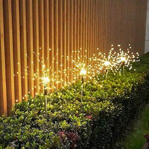 Solar Firework Lights 2 Packs Solar Garden Decorative Lights Outdoor 105 LED 2 Modes Firework String Light Waterproof Landscape Fairy Lights for Yard Lawn Pathway Christmas Party Decor (Warm White)