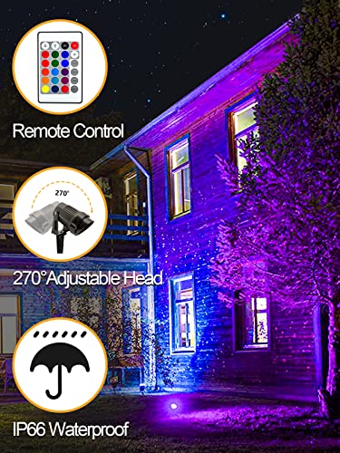 ZUCKEO 10W Christmas Spot Lights Outdoor Spotlight RGB Color Changing Landscape Lights,120V Waterproof LED Spotlights with Remote & Plug for Yard Garden Path Tree House Halloween Decorations (2Pack)