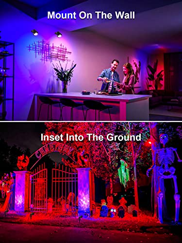 ZUCKEO 10W Christmas Spot Lights Outdoor Spotlight RGB Color Changing Landscape Lights,120V Waterproof LED Spotlights with Remote & Plug for Yard Garden Path Tree House Halloween Decorations (2Pack)